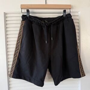 Fendi Men's Athletic Shorts in Black with Brown Trim